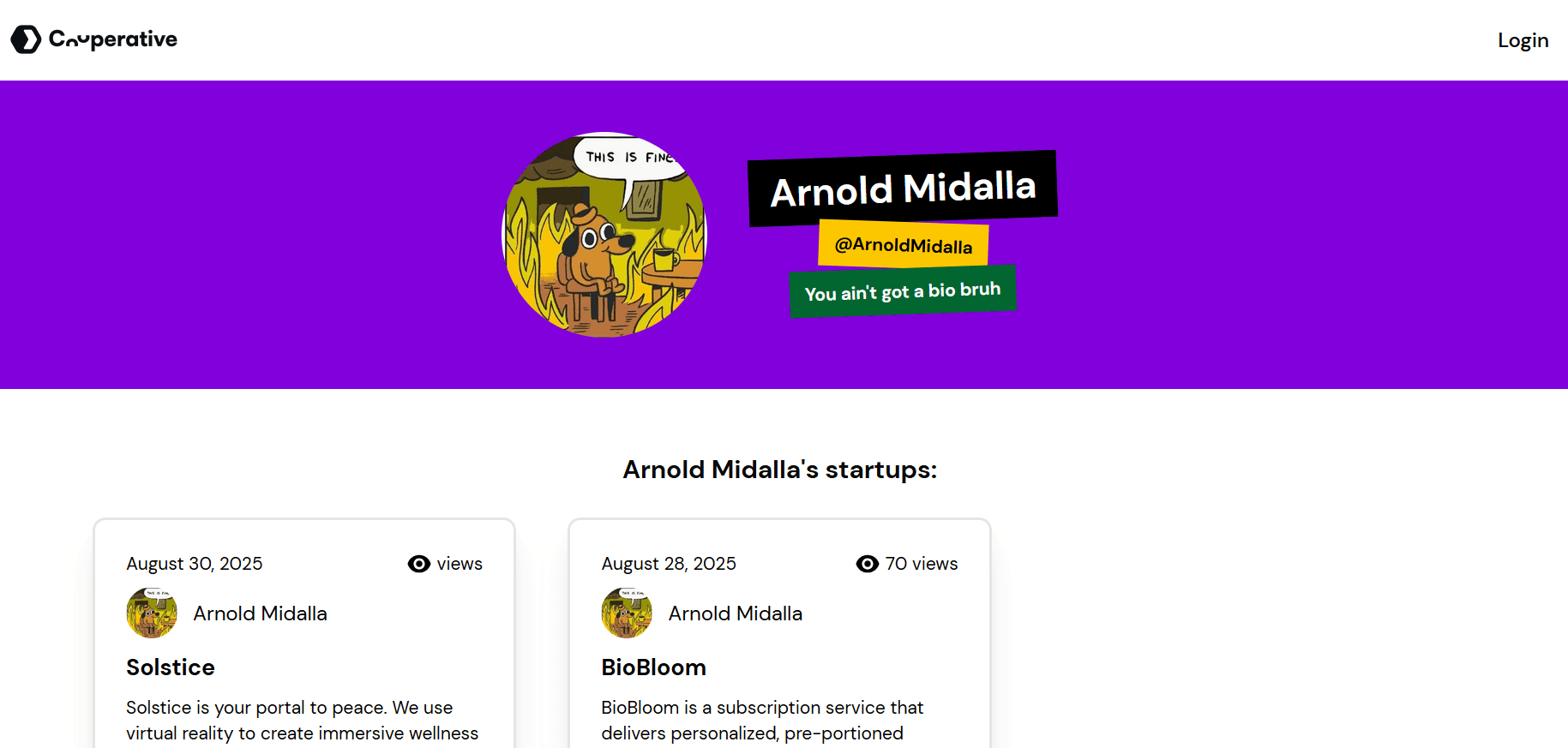 Startups Pitch Website